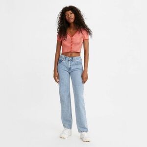 Levis Blue Low Pro Light Wash Straight Jeans Sz 25